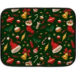 Texture, Pattern, Red, Craciun, Christmas, Hat, Santa, Green Two Sides Fleece Blanket (Mini)