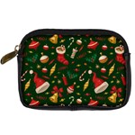 Texture, Pattern, Red, Craciun, Christmas, Hat, Santa, Green Digital Camera Leather Case