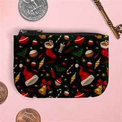 Texture, Pattern, Red, Craciun, Christmas, Hat, Santa, Green Mini Coin Purse from ArtsNow.com Front