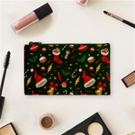 Texture, Pattern, Red, Craciun, Christmas, Hat, Santa, Green Cosmetic Bag (Small)