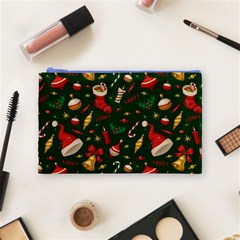 Texture, Pattern, Red, Craciun, Christmas, Hat, Santa, Green Cosmetic Bag (Medium) from ArtsNow.com Front