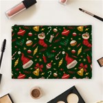 Texture, Pattern, Red, Craciun, Christmas, Hat, Santa, Green Cosmetic Bag (Large)