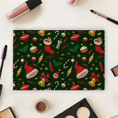 Texture, Pattern, Red, Craciun, Christmas, Hat, Santa, Green Cosmetic Bag (Large) from ArtsNow.com Back