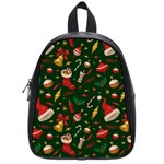 Texture, Pattern, Red, Craciun, Christmas, Hat, Santa, Green School Bag (Small)