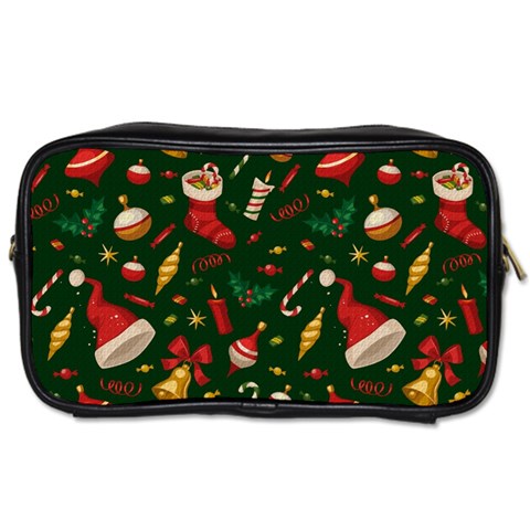 Texture, Pattern, Red, Craciun, Christmas, Hat, Santa, Green Toiletries Bag (One Side) from ArtsNow.com Front