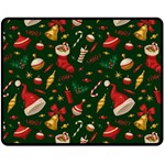 Texture, Pattern, Red, Craciun, Christmas, Hat, Santa, Green Fleece Blanket (Medium)