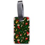 Texture, Pattern, Red, Craciun, Christmas, Hat, Santa, Green Luggage Tag (two sides)