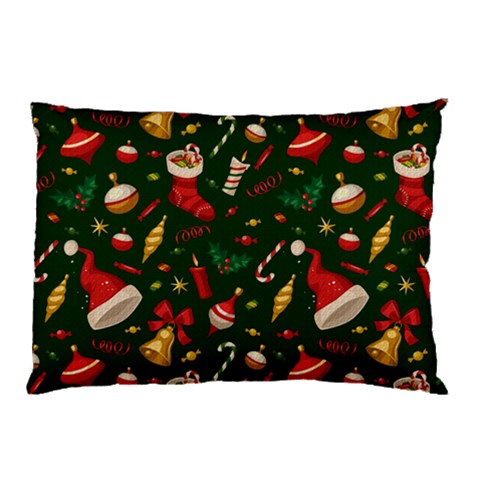 Texture, Pattern, Red, Craciun, Christmas, Hat, Santa, Green Pillow Case (Two Sides) from ArtsNow.com Front