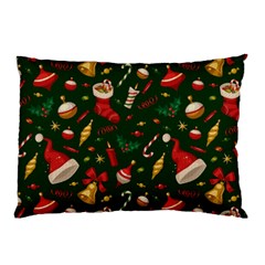 Texture, Pattern, Red, Craciun, Christmas, Hat, Santa, Green Pillow Case (Two Sides) from ArtsNow.com Front