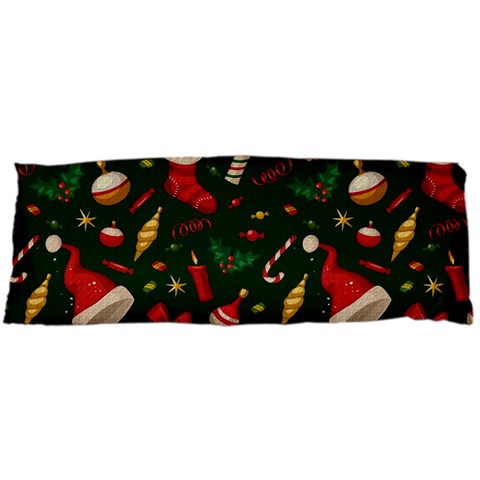 Texture, Pattern, Red, Craciun, Christmas, Hat, Santa, Green 15 x40  Body Pillow Case Dakimakura (Two Sides) from ArtsNow.com Back