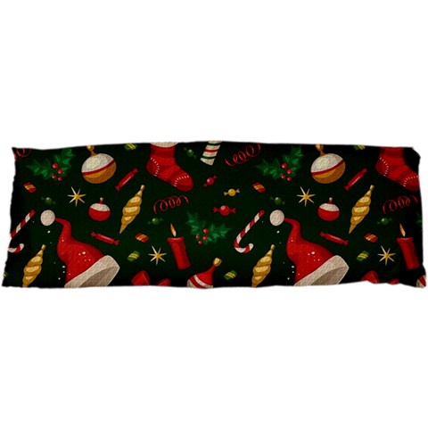 Texture, Pattern, Red, Craciun, Christmas, Hat, Santa, Green 17 x47  Body Pillow Case Dakimakura (Two Sides) from ArtsNow.com Back