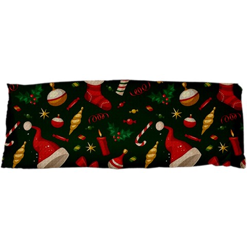 Texture, Pattern, Red, Craciun, Christmas, Hat, Santa, Green 25 x67  Body Pillow Case Dakimakura (Two Sides) from ArtsNow.com Back