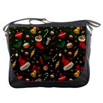 Texture, Pattern, Red, Craciun, Christmas, Hat, Santa, Green Messenger Bag