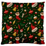 Texture, Pattern, Red, Craciun, Christmas, Hat, Santa, Green Large Cushion Case (One Side)