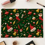 Texture, Pattern, Red, Craciun, Christmas, Hat, Santa, Green Cosmetic Bag (XXL)