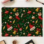 Texture, Pattern, Red, Craciun, Christmas, Hat, Santa, Green Cosmetic Bag (XXXL)