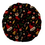 Texture, Pattern, Red, Craciun, Christmas, Hat, Santa, Green Large 18  Premium Round Cushions