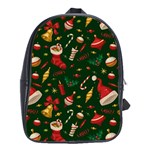 Texture, Pattern, Red, Craciun, Christmas, Hat, Santa, Green School Bag (XL)