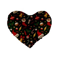 Texture, Pattern, Red, Craciun, Christmas, Hat, Santa, Green Standard 16  Premium Heart Shape Cushions from ArtsNow.com Front