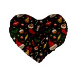 Texture, Pattern, Red, Craciun, Christmas, Hat, Santa, Green Standard 16  Premium Heart Shape Cushions