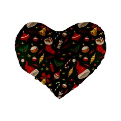 Texture, Pattern, Red, Craciun, Christmas, Hat, Santa, Green Standard 16  Premium Heart Shape Cushions from ArtsNow.com Back