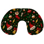 Texture, Pattern, Red, Craciun, Christmas, Hat, Santa, Green Travel Neck Pillow