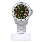 Texture, Pattern, Red, Craciun, Christmas, Hat, Santa, Green Plastic Nurses Watch