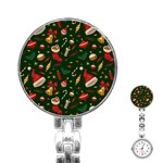 Texture, Pattern, Red, Craciun, Christmas, Hat, Santa, Green Stainless Steel Nurses Watch