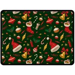 Texture, Pattern, Red, Craciun, Christmas, Hat, Santa, Green Two Sides Fleece Blanket (Large)