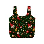 Texture, Pattern, Red, Craciun, Christmas, Hat, Santa, Green Full Print Recycle Bag (S)