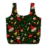 Texture, Pattern, Red, Craciun, Christmas, Hat, Santa, Green Full Print Recycle Bag (L)