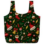 Texture, Pattern, Red, Craciun, Christmas, Hat, Santa, Green Full Print Recycle Bag (XL)