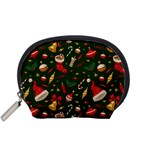 Texture, Pattern, Red, Craciun, Christmas, Hat, Santa, Green Accessory Pouch (Small)