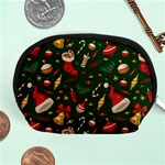 Texture, Pattern, Red, Craciun, Christmas, Hat, Santa, Green Accessory Pouch (Medium)