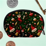 Texture, Pattern, Red, Craciun, Christmas, Hat, Santa, Green Accessory Pouch (Large)