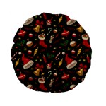 Texture, Pattern, Red, Craciun, Christmas, Hat, Santa, Green Standard 15  Premium Flano Round Cushions