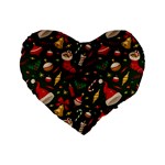 Texture, Pattern, Red, Craciun, Christmas, Hat, Santa, Green Standard 16  Premium Flano Heart Shape Cushions