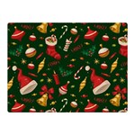 Texture, Pattern, Red, Craciun, Christmas, Hat, Santa, Green Two Sides Premium Plush Fleece Blanket (Mini)