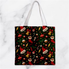 Texture, Pattern, Red, Craciun, Christmas, Hat, Santa, Green Zipper Grocery Tote Bag from ArtsNow.com Front