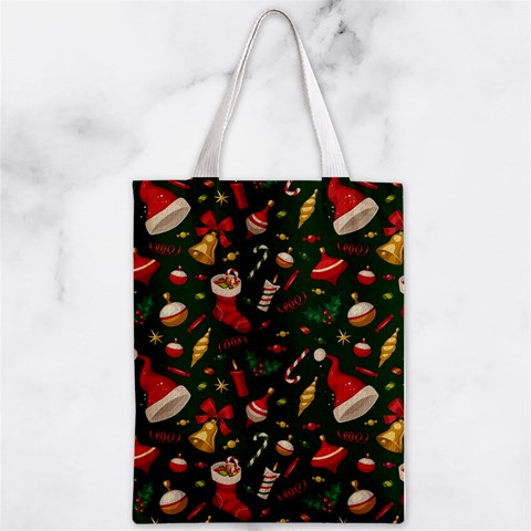 Texture, Pattern, Red, Craciun, Christmas, Hat, Santa, Green Zipper Classic Tote Bag from ArtsNow.com Back