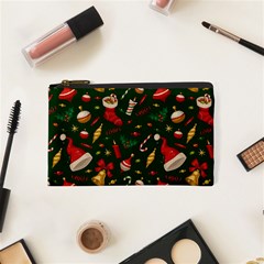 Texture, Pattern, Red, Craciun, Christmas, Hat, Santa, Green Cosmetic Bag (XS) from ArtsNow.com Front