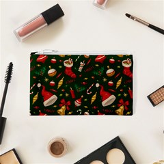 Texture, Pattern, Red, Craciun, Christmas, Hat, Santa, Green Cosmetic Bag (XS) from ArtsNow.com Front