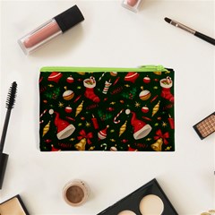 Texture, Pattern, Red, Craciun, Christmas, Hat, Santa, Green Cosmetic Bag (XS) from ArtsNow.com Back