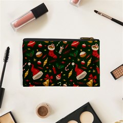 Texture, Pattern, Red, Craciun, Christmas, Hat, Santa, Green Cosmetic Bag (XS) from ArtsNow.com Back