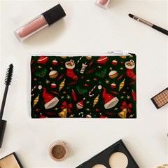 Texture, Pattern, Red, Craciun, Christmas, Hat, Santa, Green Cosmetic Bag (XS) from ArtsNow.com Back