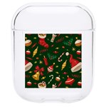 Texture, Pattern, Red, Craciun, Christmas, Hat, Santa, Green Hard PC AirPods 1/2 Case