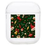 Texture, Pattern, Red, Craciun, Christmas, Hat, Santa, Green Soft TPU AirPods 1/2 Case