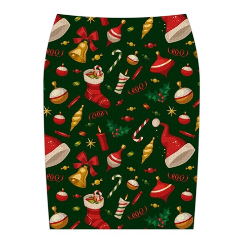 Texture, Pattern, Red, Craciun, Christmas, Hat, Santa, Green Midi Wrap Pencil Skirt from ArtsNow.com Back