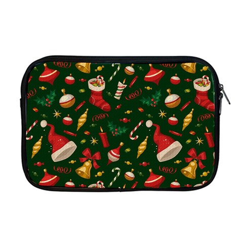 Texture, Pattern, Red, Craciun, Christmas, Hat, Santa, Green Apple MacBook Pro 17  Zipper Case from ArtsNow.com Front