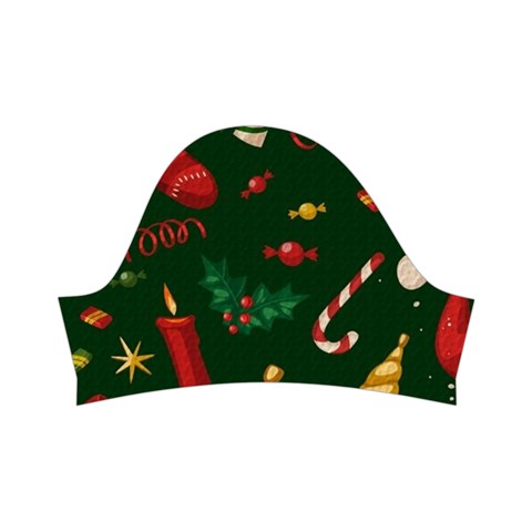 Texture, Pattern, Red, Craciun, Christmas, Hat, Santa, Green Kids  Short Sleeve Velvet Dress from ArtsNow.com Left Sleeve